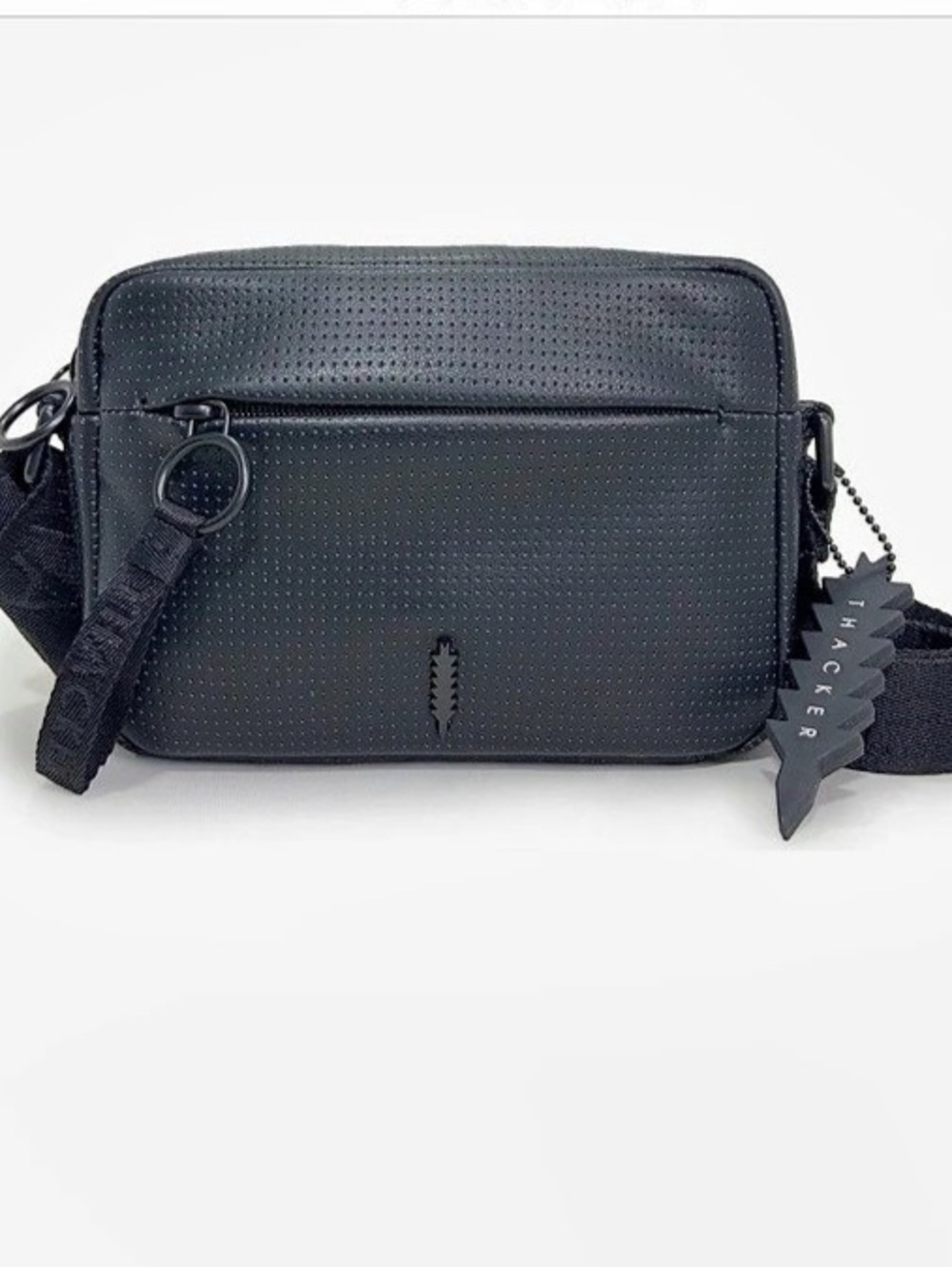 Thacker Ella Black Perforated Camera Crossbody Bag NWT